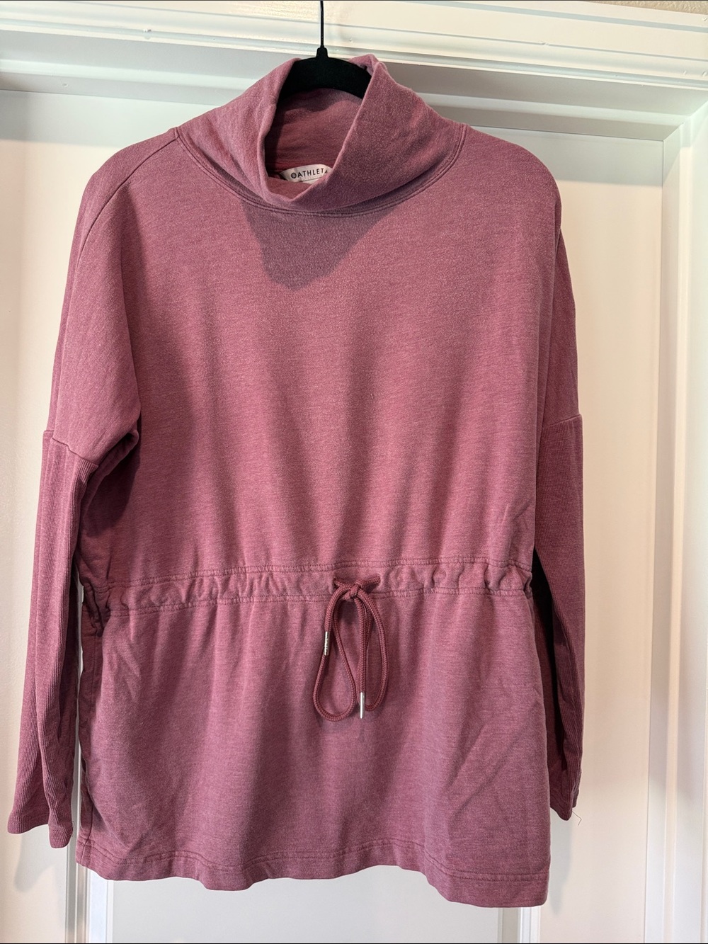 Athleta Rose-Mauve Cinch-Waist Funnel Neck Sweater Size Medium